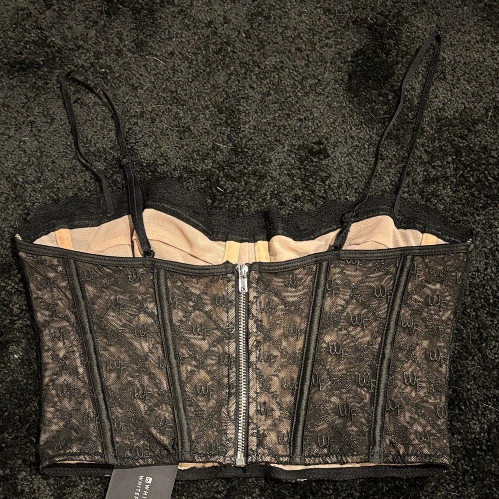 White Fox Pink and Black Lace Bustier - Picture 4 of 11
